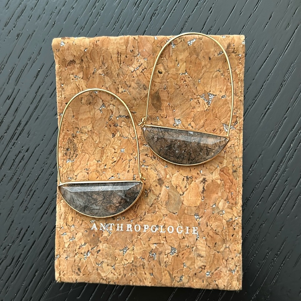 Anthropology Gold and Stone Earrings